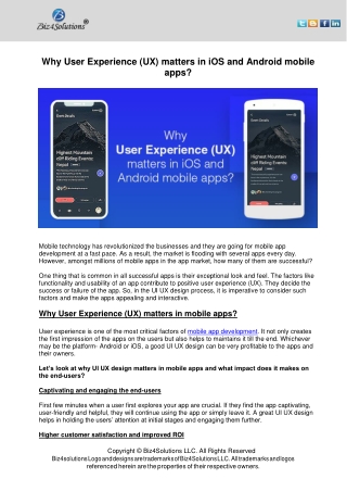 Why User Experience Matters in iOS and Android mobile apps