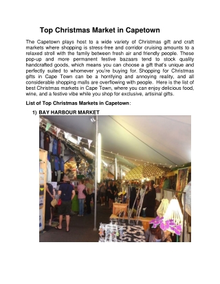 Famous Christmas Markets in Capetown