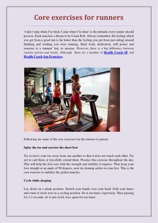 Core exercises for runners - PDF