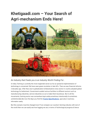 Khetigaadi.com – Your Search of Agri-mechanism Ends Here!