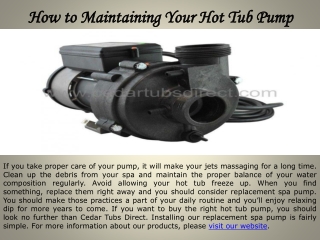 How to Maintaine Your Hot Tub Pump