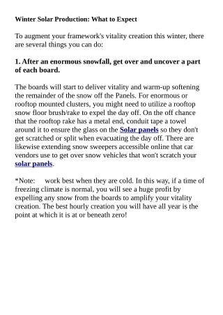 Winter Solar Production: What to Expect