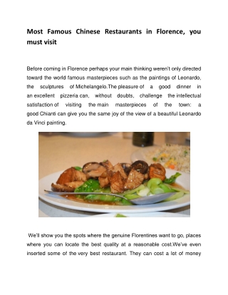 Most Famous Chinese Restaurants in Florence
