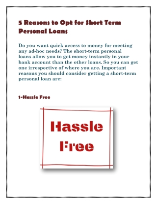 5 Reasons to Opt for Short Term Personal Loans