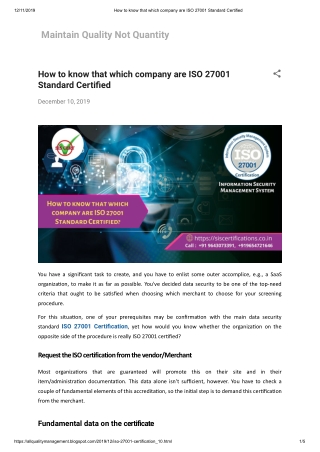 How to know that which company are ISO 27001 Standard Certified