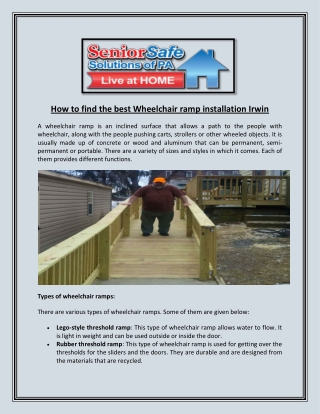 How to find the best Wheelchair ramp installation Irwin