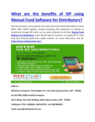What are the benefits of SIP using Mutual Fund Software for Distributors?