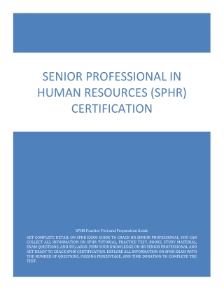 Senior Professional in Human Resources (SPHR) Certification | Study Guide