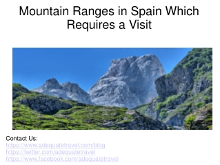 Mountain Ranges in Spain Which Requires a Visit