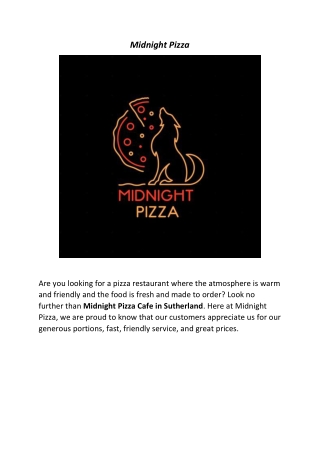 5% Off - Midnight Pizza Sutherland Menu - Pizza Engadine, NSW