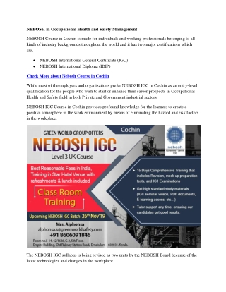 NEBOSH in Occupational Health and Safety Management