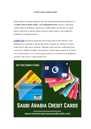 Saudi Arabia Credit Cards Market: Growth, Opportunity and Forecast Till 2023