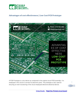 Advantages of cost effectiveness | Low Cost PCB Prototype