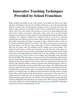 Innovative Teaching Techniques Provided by School Franchises