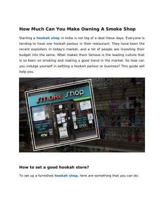 How Much Can You Make Owning A Smoke Shop