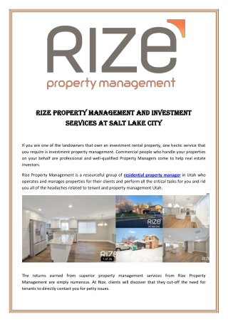 Rize Property Management and Investment Services at Salt Lake City