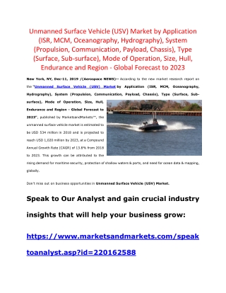 Unmanned Surface Vehicle (USV) Market | Analysis & Forecast with Upcoming Trends 2023