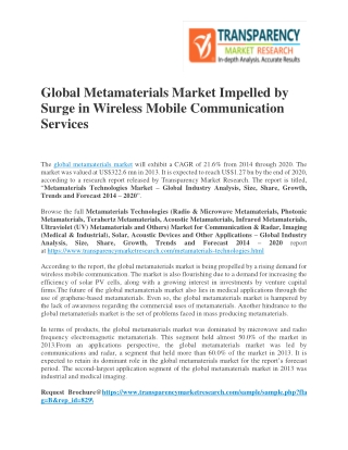 Global Metamaterials Market Impelled by Surge in Wireless Mobile Communication Services