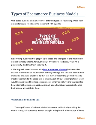 Types of Ecommerce Business Models