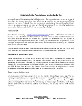 Guide to Selecting Remote Server Monitoring Service