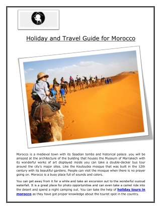 Holiday and Travel Guide for Morocco