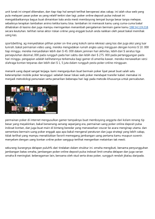 Situs Poker Online Deposit Pulsa Indosat Dan Uang Asli 2019