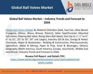 Global Ball Valves Market – Industry Trends and Forecast to 2026