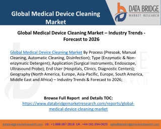 Global Medical Device Cleaning Market – Industry Trends - Forecast to 2026