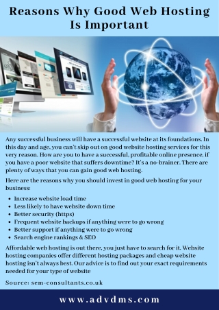 Reasons Why Good Web Hosting Is Important