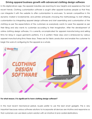 Driving apparel business growth with advanced clothing design software