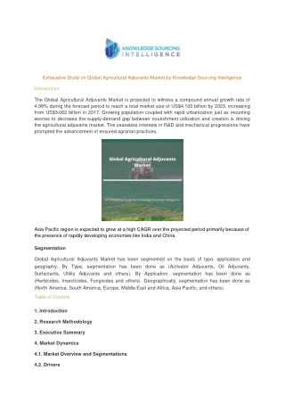 Comprehensive Report on Agricultural Adjuvants Market