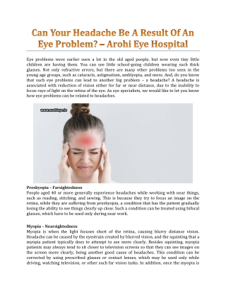 Can Your Headache Be A Result Of An Eye ProblemCan Your Headache Be A Result Of An Eye Problem? - Arohi Eye Hospital