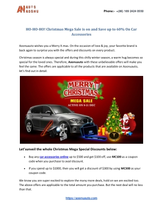 HO-HO-HO! Christmas Mega Sale is on and Save up to 60% On Car Accessories