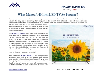 What Makes A 40 Inch LED TV So Popular?