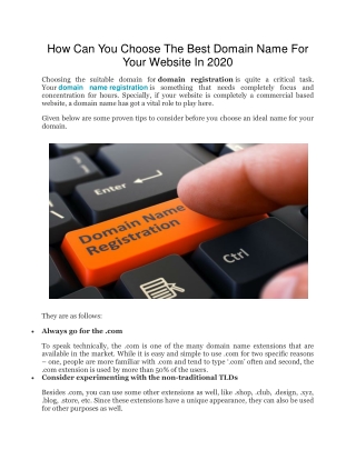 How Can You Choose The Best Domain Name For Your Website In 2020
