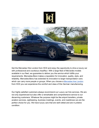 Mercedes Hire London At Your Service
