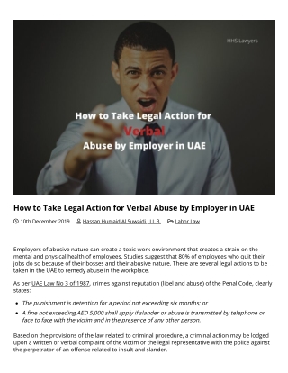 How to Take Legal Action for Verbal Abuse by Employer in UAE