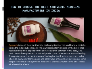 How to choose the best Ayurvedic medicine manufacturers in India