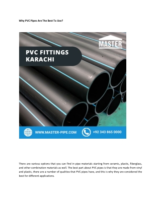 Why PVC Pipes Are The Best To Use?