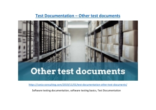 Test Documentation – Other test documents