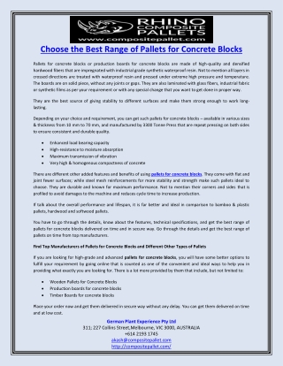 Choose the Best Range of Pallets for Concrete Blocks