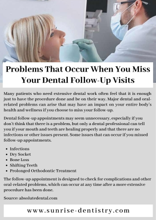 Problems That Occur When You Miss Your Dental Follow-Up Visits