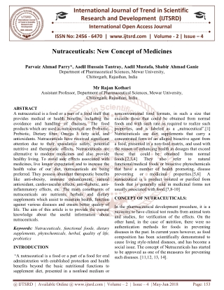 Nutraceuticals New Concept of Medicines