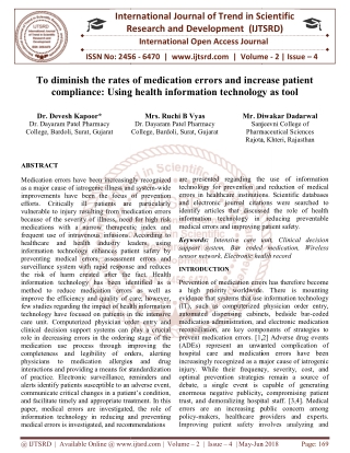 To diminish the rates of medication errors and increase patient compliance Using health information technology as tool