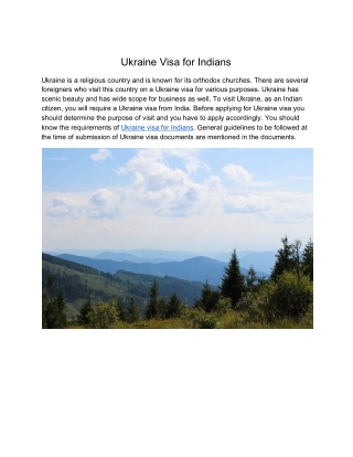 Ukraine Visa for Indians