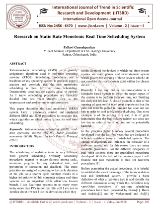 Research on Static Rate Monotonic Real Time Scheduling System