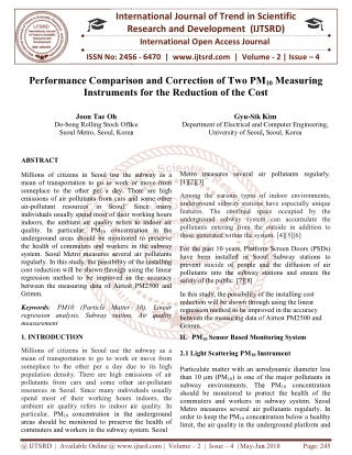 Performance Comparison and Correction of Two PM10 Measuring Instruments for the Reduction of the Cost