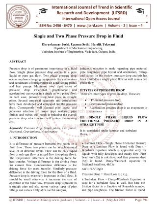 Single and Two Phase Pressure Drop in Fluid