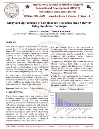 Study and Optimization of Car Hood for Pedestrian Head Safety by Using Simulation Technique