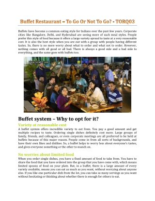 Buffet Restaurant – To Go Or Not To Go? - TORQ03